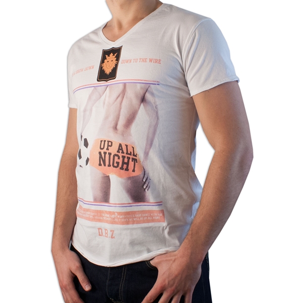 Image de Death by Zero - T-shirt col en V Up All Night - Blanc