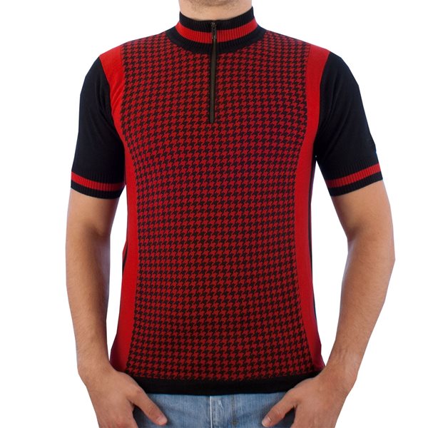 Image de Madcap England - Maillot de cyclisme rétro Zig Zag Wanderer - Noir/Rouge