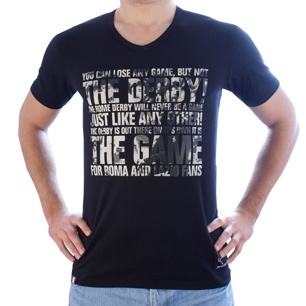 Image de Pouchain - T-shirt col en V Derby della Capitale - Noir