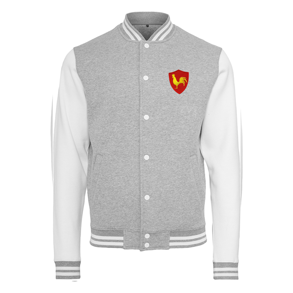Image de Rugby Vintage - Sweat College Jacket France - Gris/ Blanc