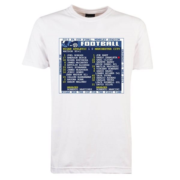 Image de TOFFS - T-Shirt FA Cup Final 2013 (Wigan Athletic) Retrotext - Blanc