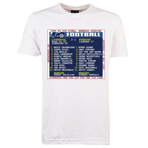 Image de TOFFS - T-Shirt FA Cup Final 1986 (Liverpool) Retrotext - Blanc