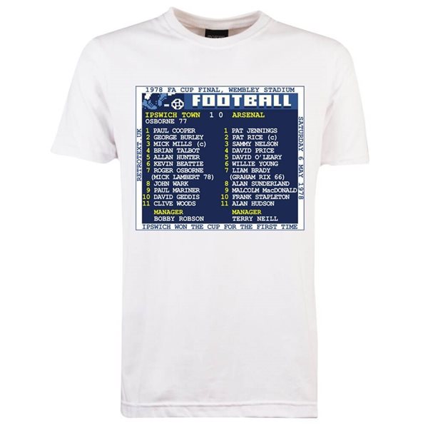 Image de TOFFS - T-Shirt FA Cup Final 1978 (Ipswich) Retrotext - Blanc
