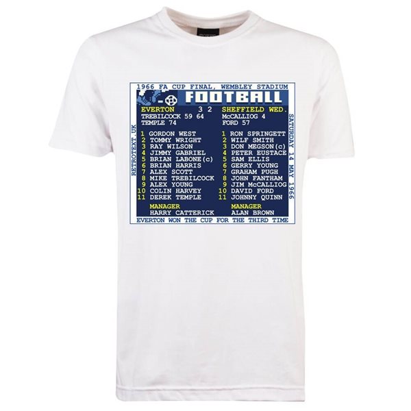 Image de TOFFS - T-Shirt FA Cup Final 1966 (Everton) Retrotext - Blanc