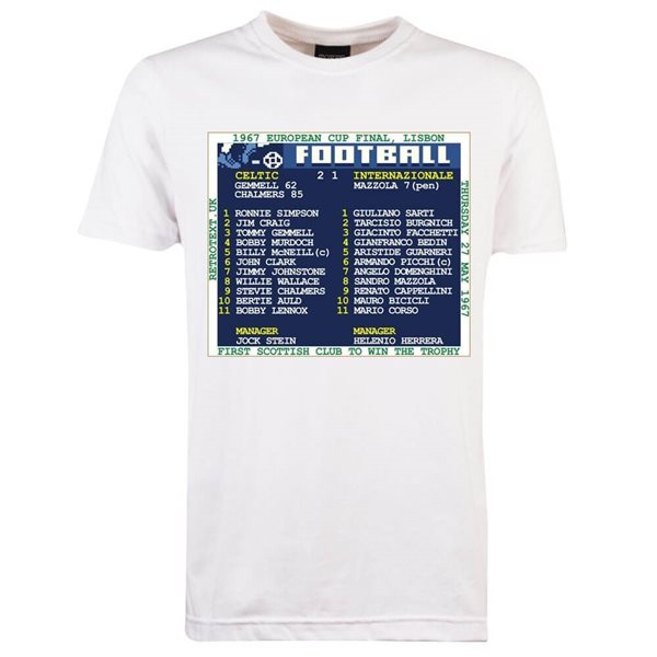 Image de TOFFS - T-Shirt European Cup Final 1967 (Celtic) Retrotext - Blanc