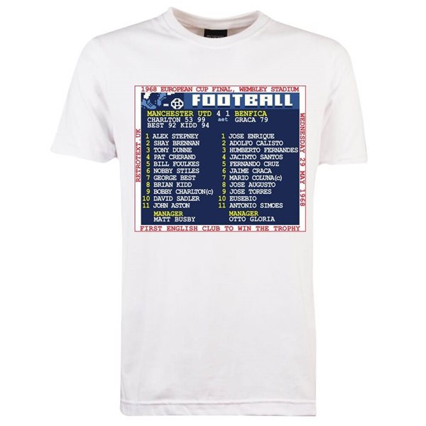 Image de TOFFS - T-Shirt European Cup Final 1968 (Manchester) Retrotext - Blanc