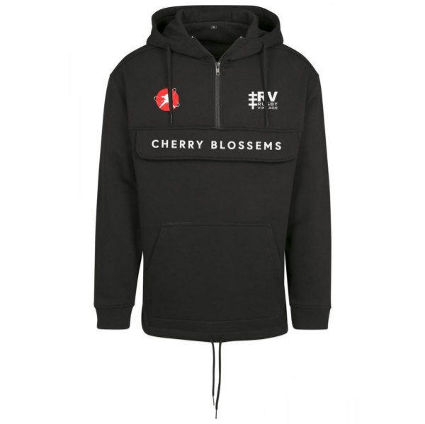 Image de Rugby Vintage- Japon Cherry Blossems anorak sweat à capuche- Noir