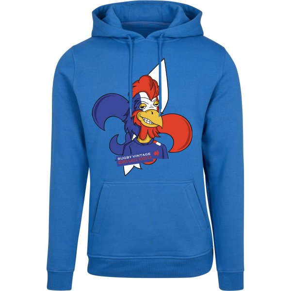 Rugby Vintage - France Bored Gallic Rooster Hoodie - Blue