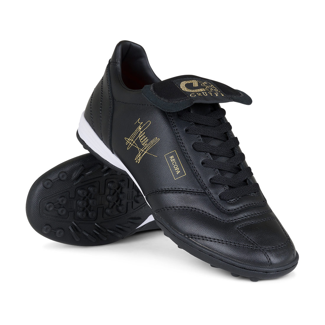 CHAUSSURES DE FOOTBALL ENFANT A LACETS 100 TURF TF NOIR ET JAUNE