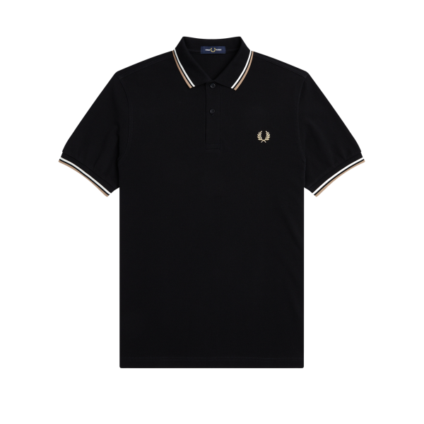 Fred Perry - Twin Tipped Poloshirt - Black/ Snow White/ Warm Stone