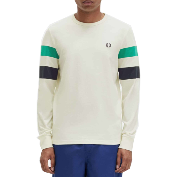 Fred Perry - Panelled Long Sleeve T-Shirt - Ecru