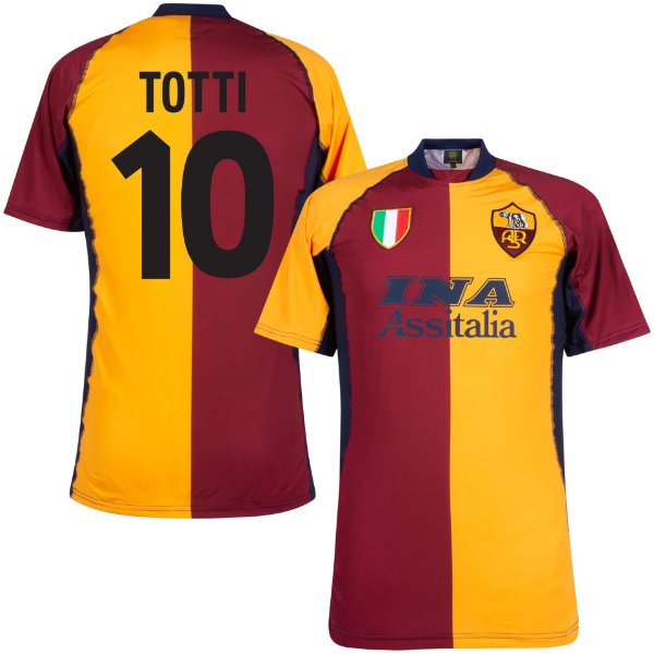 AS Roma Retro Football Shirt 2001/02 + Totti 10