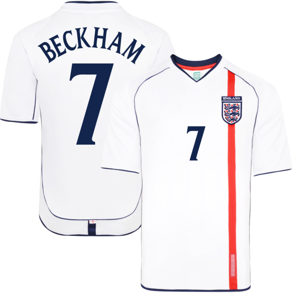 Score Draw - England Retro Football Shirt World Cup 2002 + Beckham 7